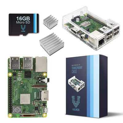 Vilros Raspberry Pi 3 Model B+ (B Plus) Barebones Kit-With Preloaded SD Card-Clear Transparent Case and Set of 2 Heatsinks | Vilros.com | Free Shipping