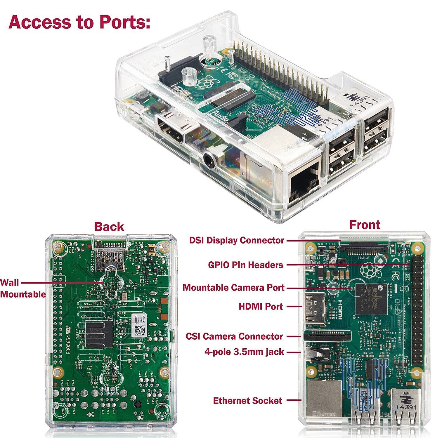 Vilros Raspberry Pi 3 Barebones Kit - Includes Raspberry PI 3 - Sandisk 16GB Micro SD Card - Clear Case - Heatsink | Vilros.com | Free Shipping