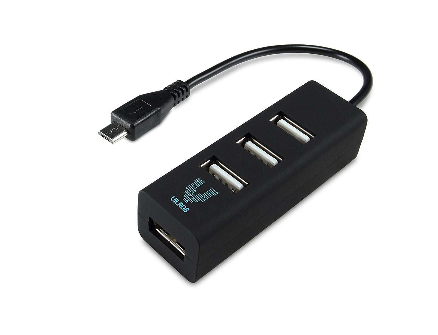 Vilros MicroUSB to USB 4 Port OTG Hub-(Black)-Great for Pi Zero-Vilros.com