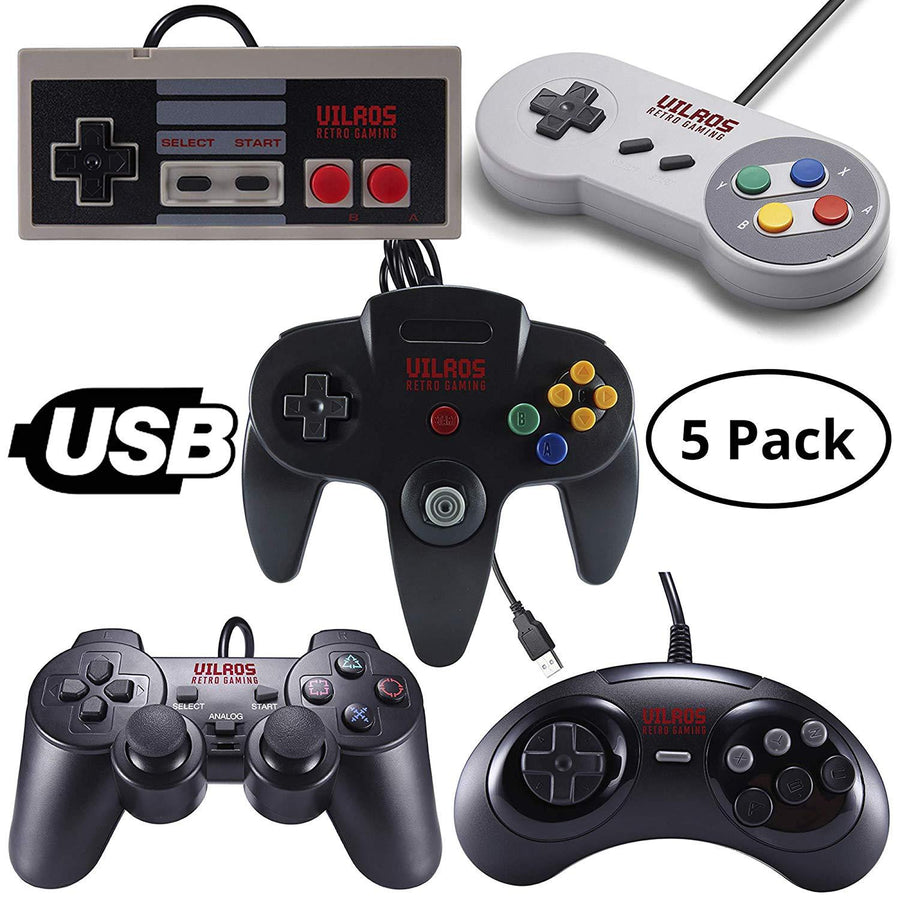 Vilros Retro Gaming 5 USB Classic Controller Set | Vilros.com | Free Shipping