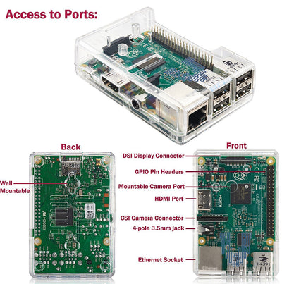 Vilros Raspberry Pi 3 Barebones Kit - Includes Raspberry PI 3 - Sandisk 16GB Micro SD Card - Clear Case - Heatsink | Vilros.com | Free Shipping