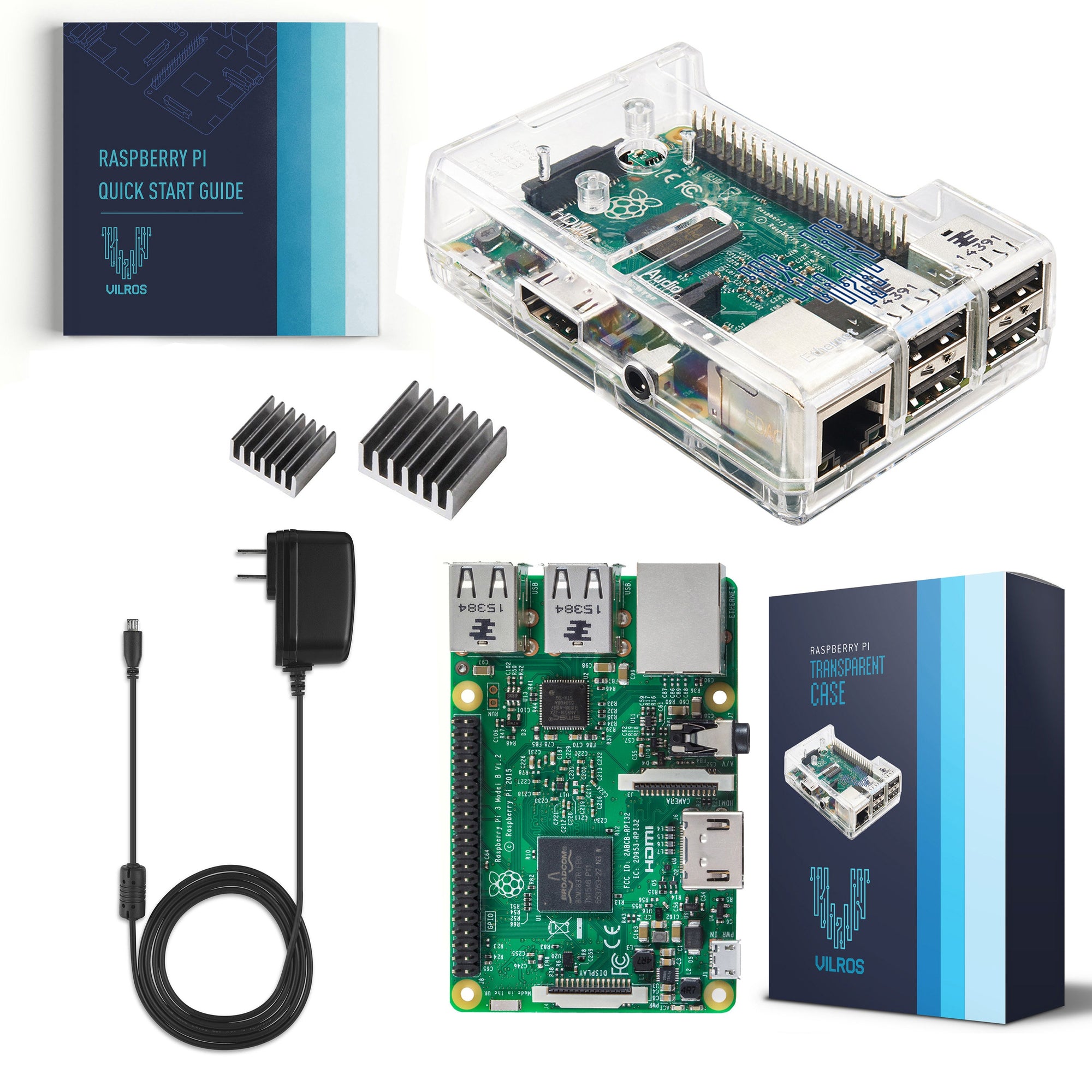 Raspberry Pi 3 Kit with Clear Case and 2.5A Power Supply