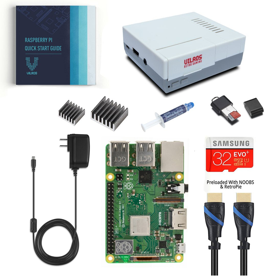 V-Kits Raspberry Pi 3 Model B+ (Plus) Complete Starter Kit with Retro Gaming Style Case | Vilros.com | Free Shipping