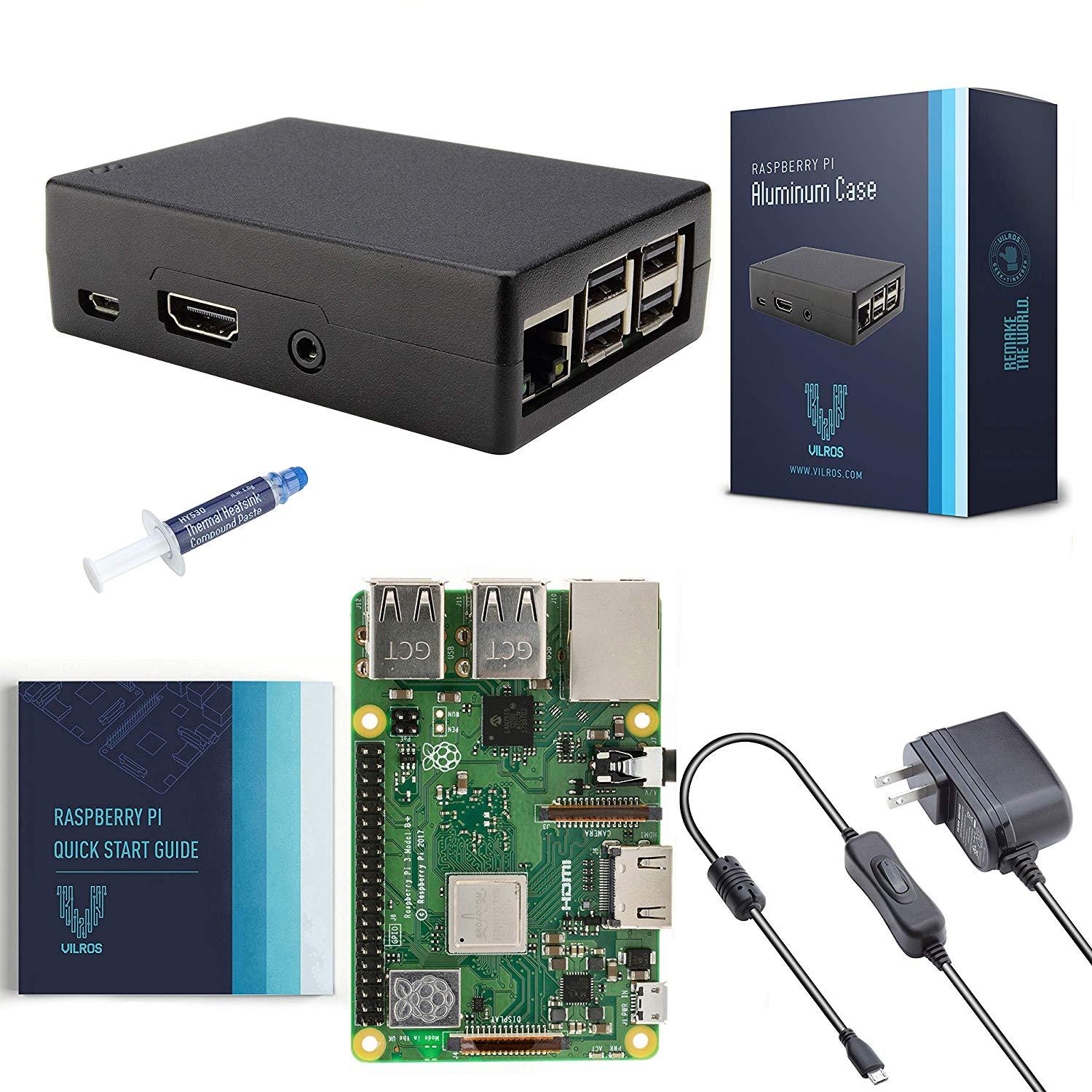 V-Kits Raspberry Pi 3 Model B+ (Plus) Basic Starter Kit With Aluminum Alloy Pi Cooling Case [LATEST MODEL 2018] | Vilros.com | Free Shipping