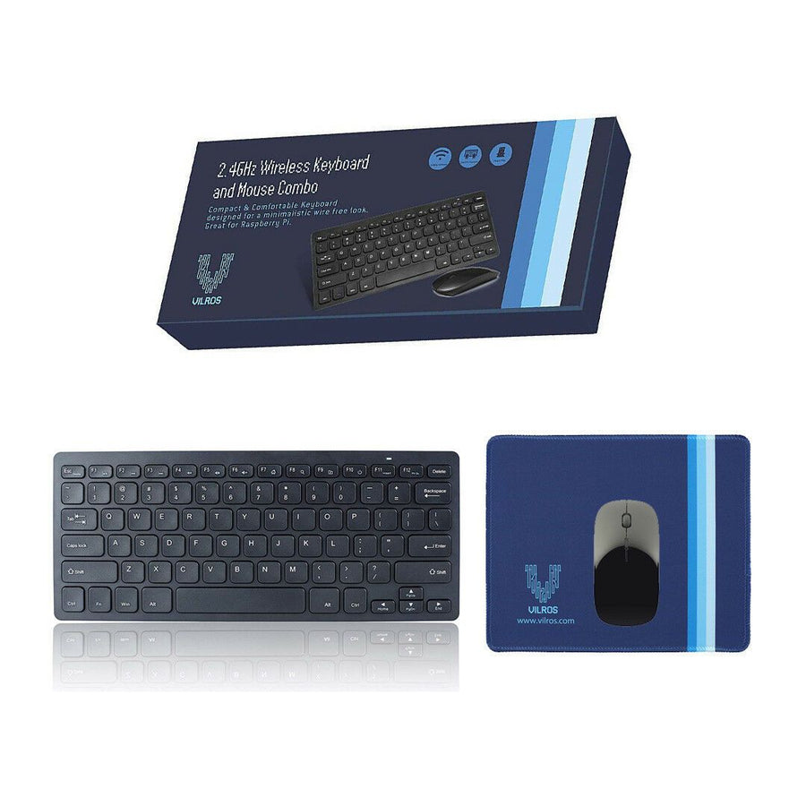 Wireless Keyboard and Mouse with Bonus Mousepad Great for Raspberry Pi and Computer | Vilros.com | Free Shipping